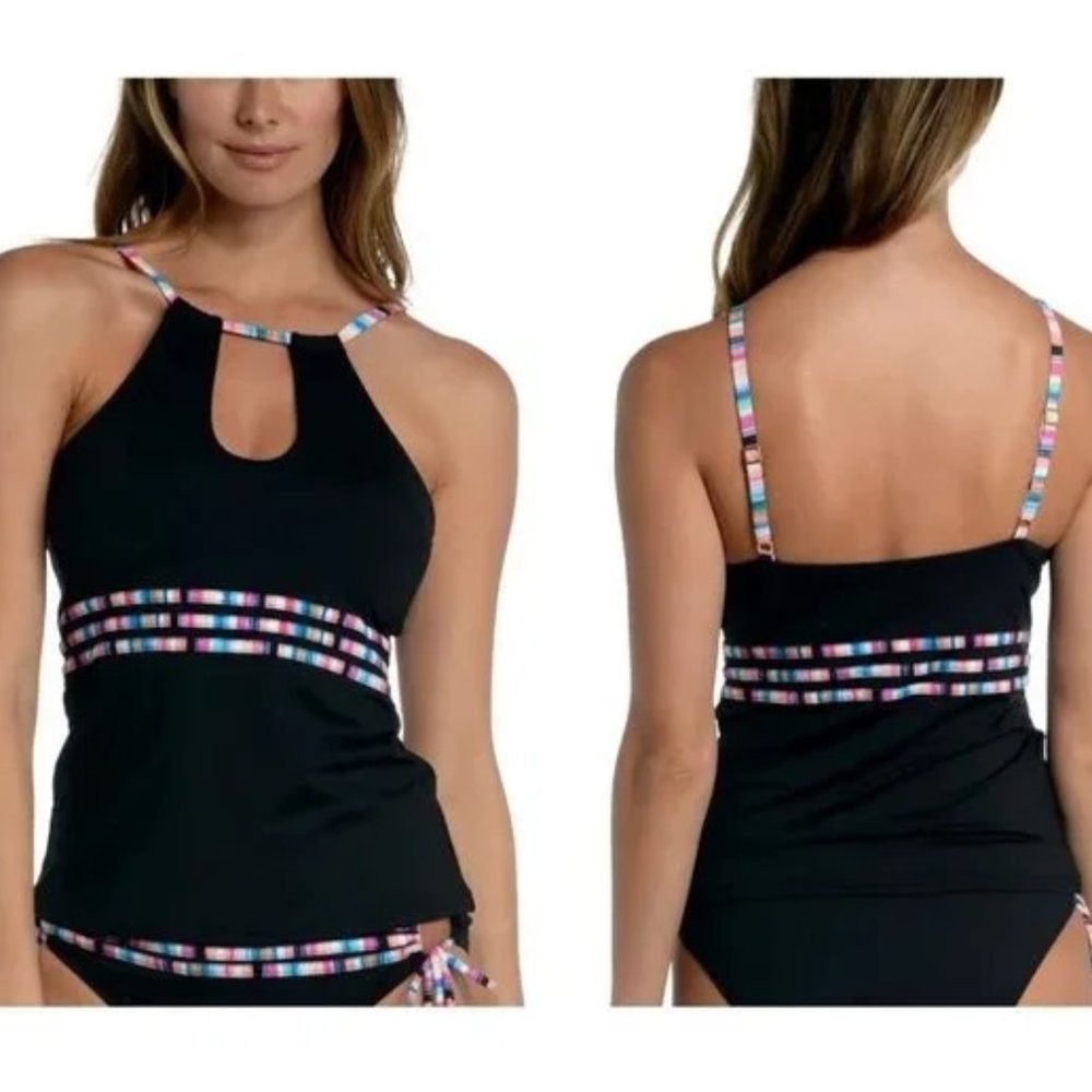 La Blanca Catalina Cutout Halter Tankini Top